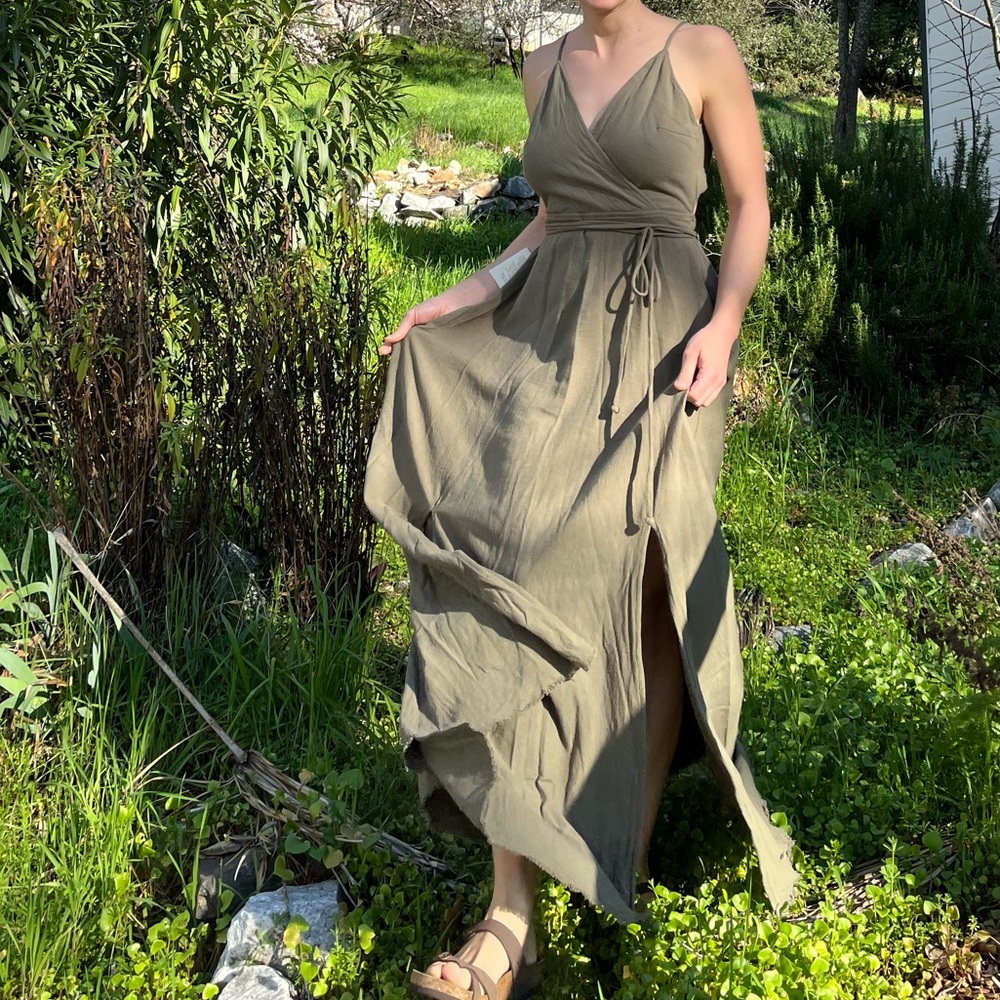 Sage Bridesmaid Dress w/open back NWT